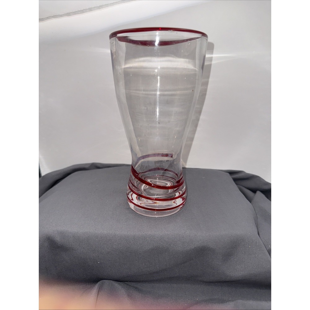 Vintage TGI Fridays Pilsner Hour Glass Red Swirls Beer Cocktail 7"